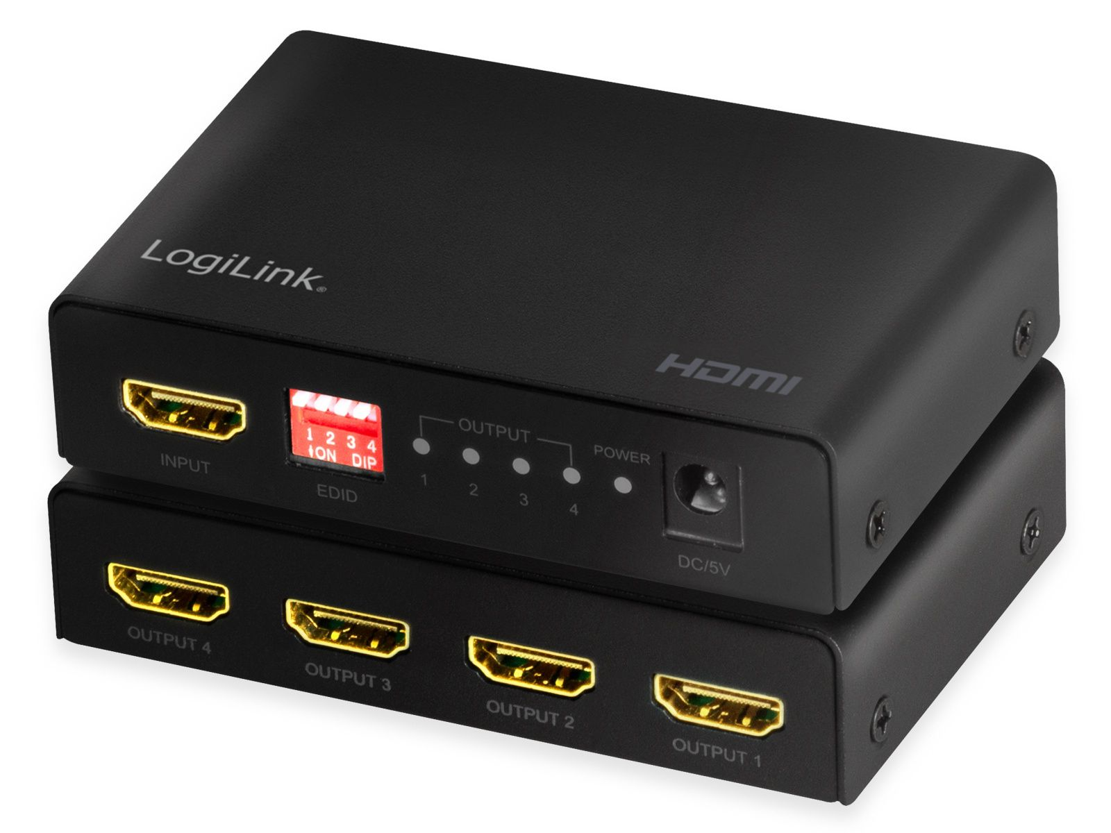 LOGILINK HD0038, 1x4-Port, cm HDMI-Splitter 11,9 4K/60 Hz, Downscaler, EDID