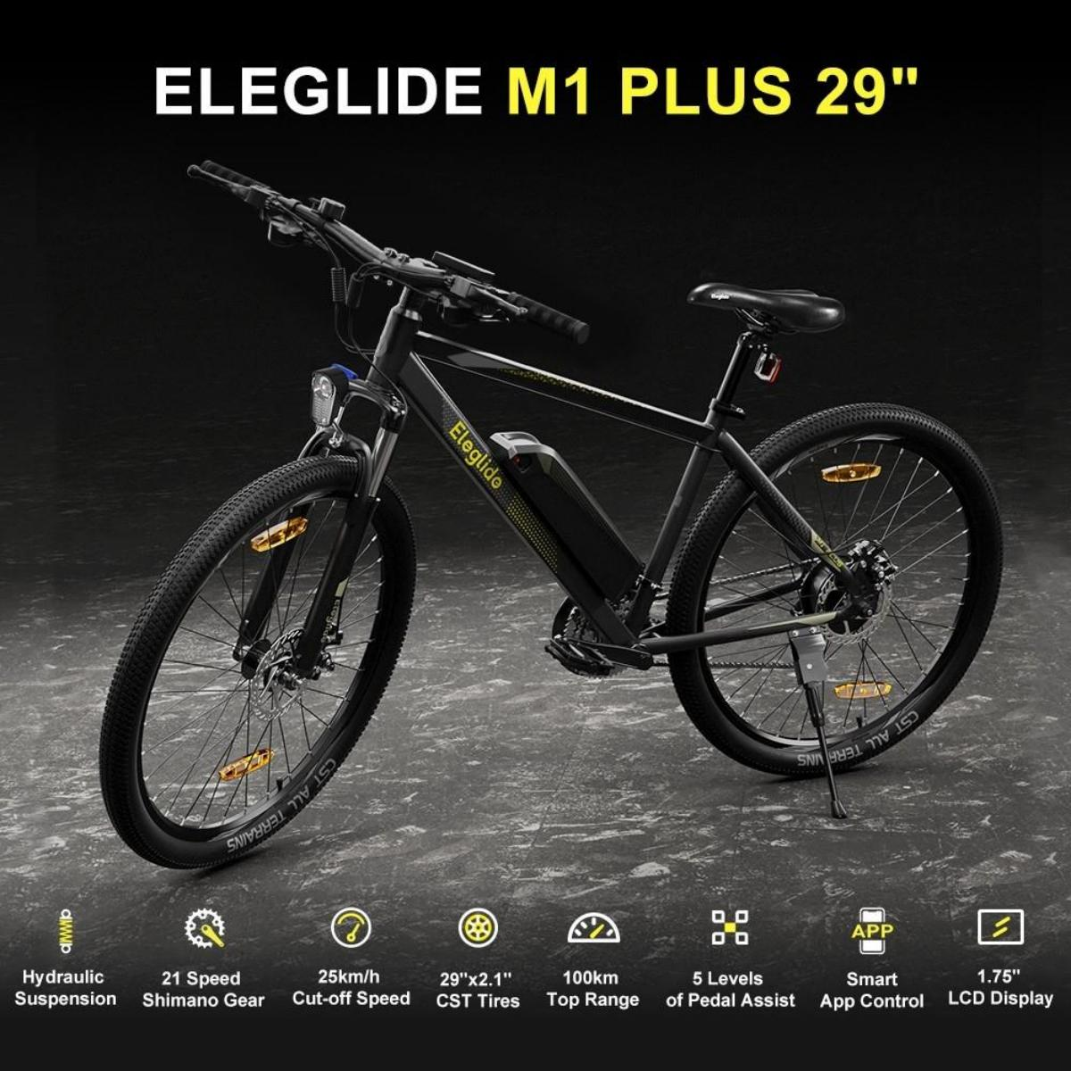 ELEGLIDE Zoll, 29 Plus Mountainbike APP M1 Black) 450Wh, 29\