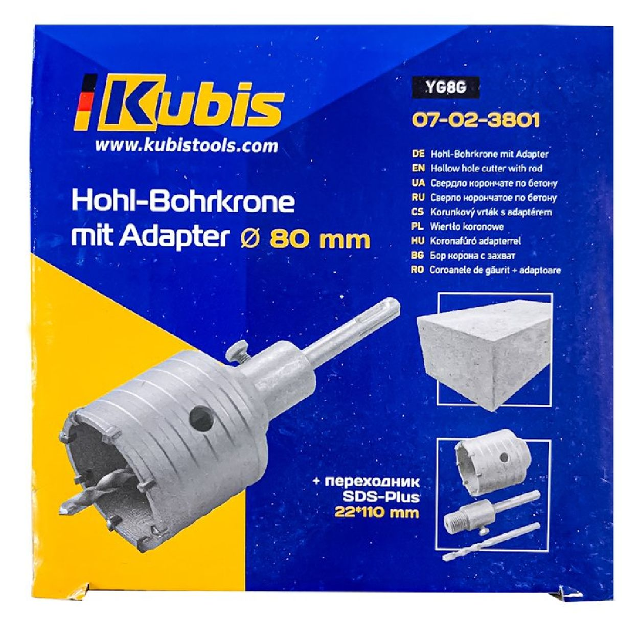 Transparent Hohl-Bohrkrone INBUSCO KB07-02-3801 / Multifunktionswerkzeug, KUBIS