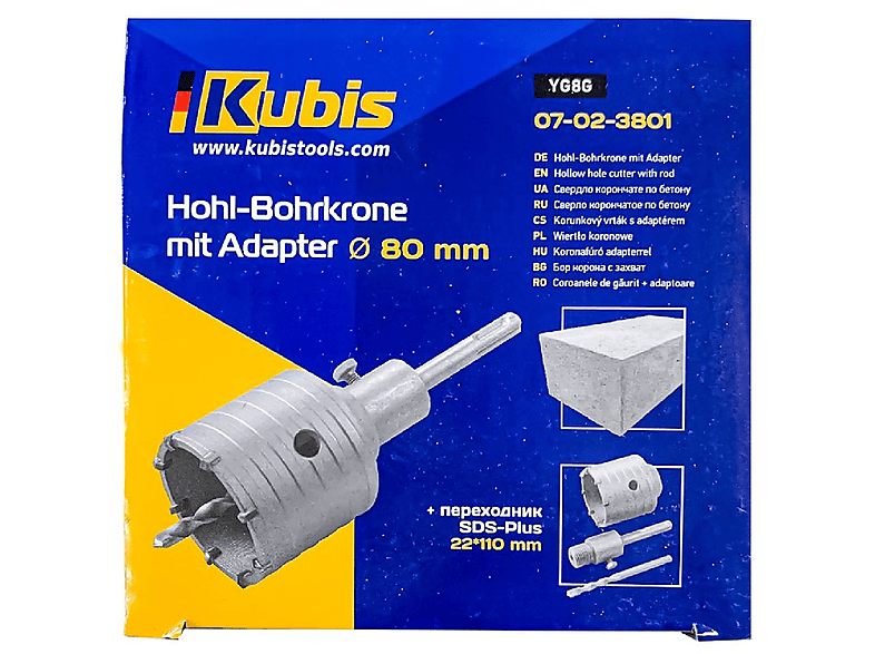 INBUSCO / KUBIS Hohl-Bohrkrone KB07-02-3801 Multifunktionswerkzeug, Transparent