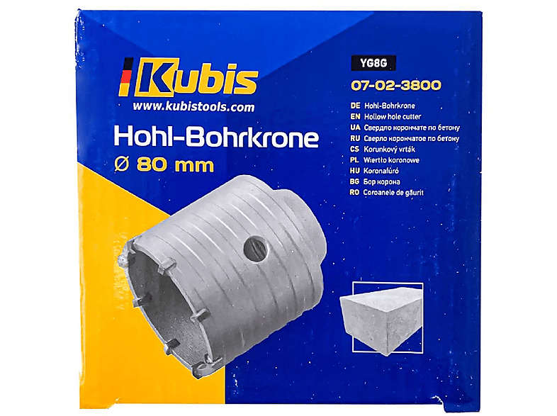 / Transparent Multifunktionswerkzeug, INBUSCO KUBIS Hohl-Bohrkrone KB07-02-3800-1