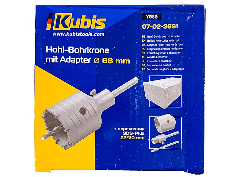 Transparent KUBIS Multifunktionswerkzeug, / KB07-02-3681 Hohl-Bohrkrone INBUSCO