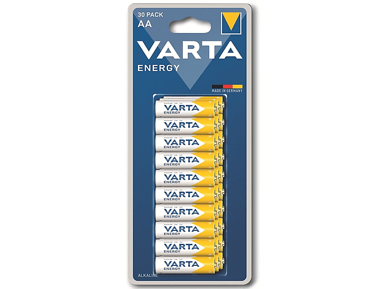 VARTA Batterie Alkaline, Mignon, AA, LR06, 1.5V, Energy, 30 Stück Alkaline Batterien