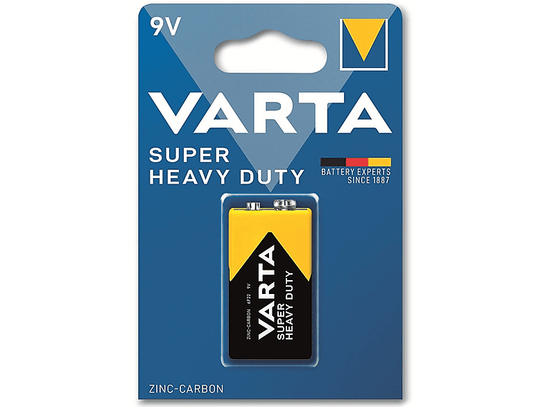 VARTA Batterie Zink-Kohle, E-Block, 6F22, 9V, Superlife, 1 Stück Zink-Kohle Batterie
