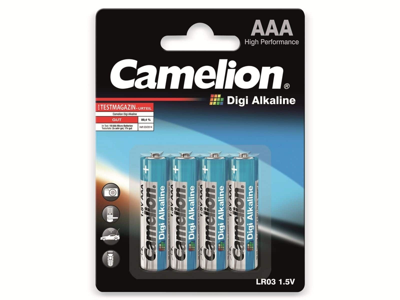 CAMELION Micro-Batterie, Digi-Alkaline, LR03, 4 Alkaline Stück Batterie, 1250 mAh