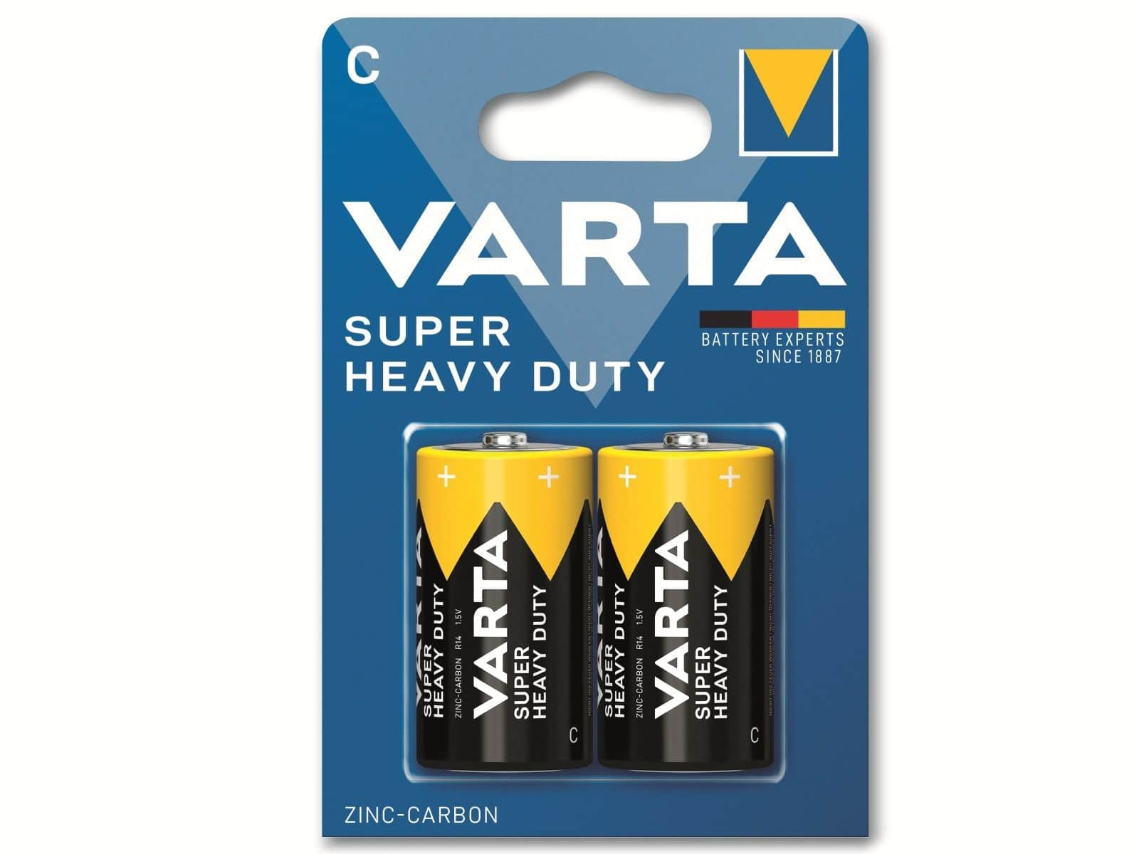 VARTA Batterie Zink-Kohle, Baby, 1.5V, Superlife, C, R14, Zink-Kohle Batterie 2 Stück