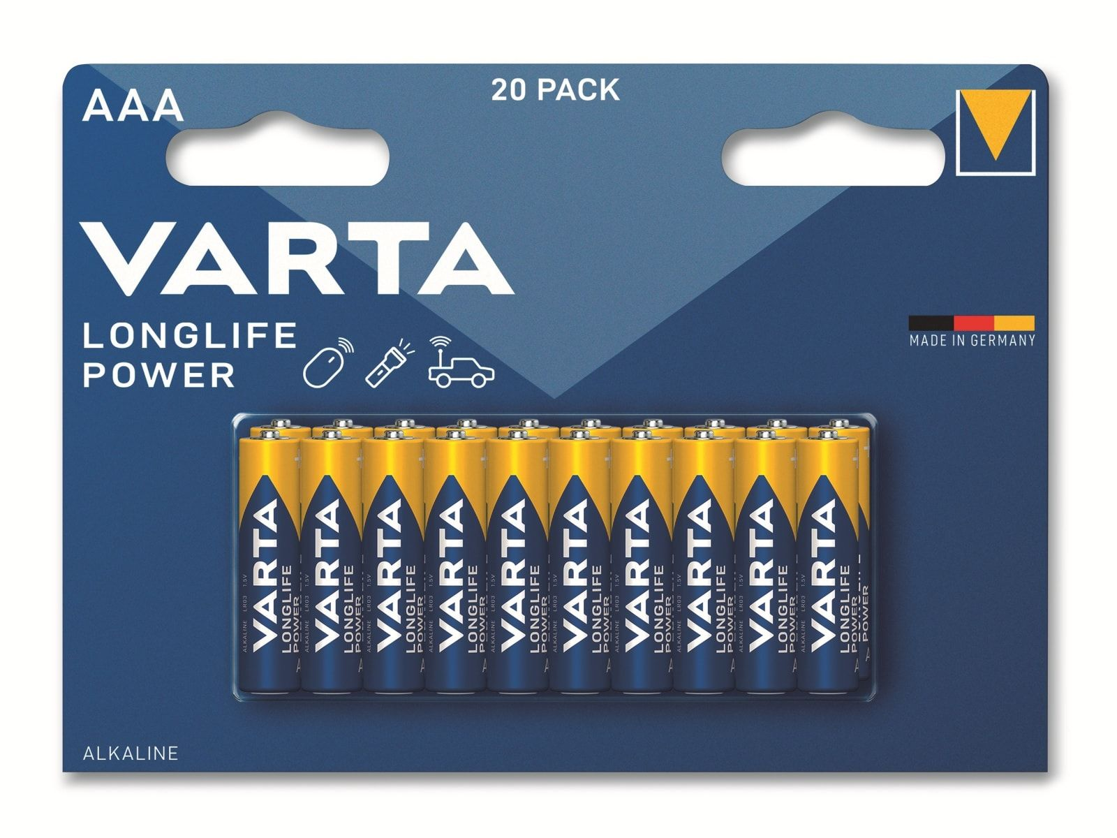 VARTA Batterie Alkaline, Micro, AAA, 1.5V, Alkaline 20 Longlife LR03, Batterien Stück Power