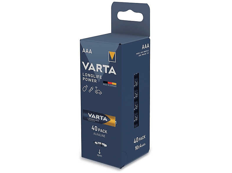 Alkaline, Batterie Longlife Micro, Batterie 1.5V, VARTA Stück 40 Power, LR03, AAA, Alkaline