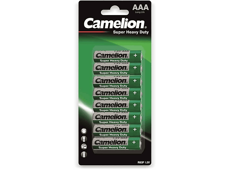 CAMELION Micro-Batterie, Super Heavy Duty 8 Stück Zink-Kohle Batterien