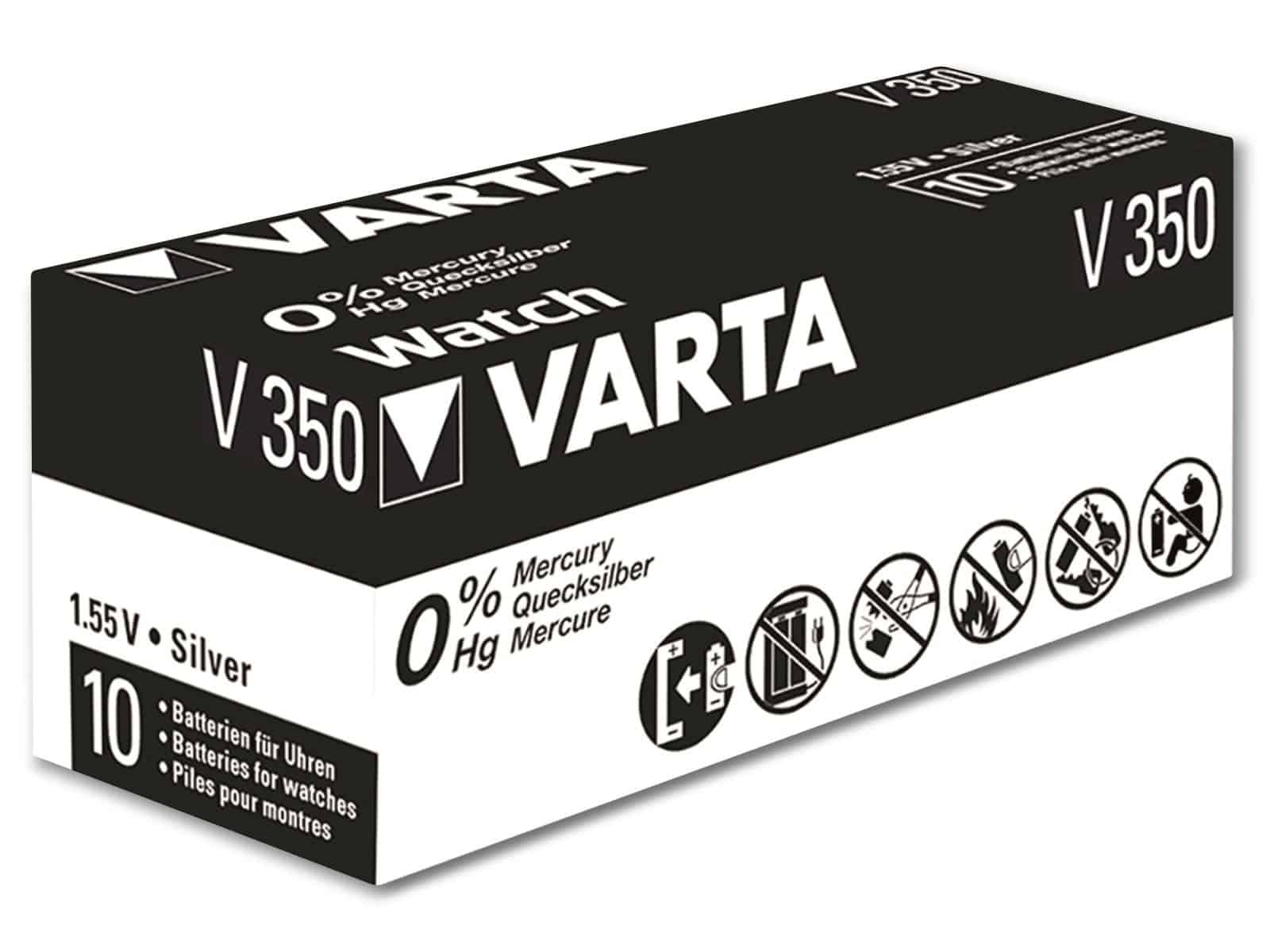 Knopfzelle VARTA 1.55V, Oxide, SR42, Silver 10 Knopfzelle Stück Silberoxid 350