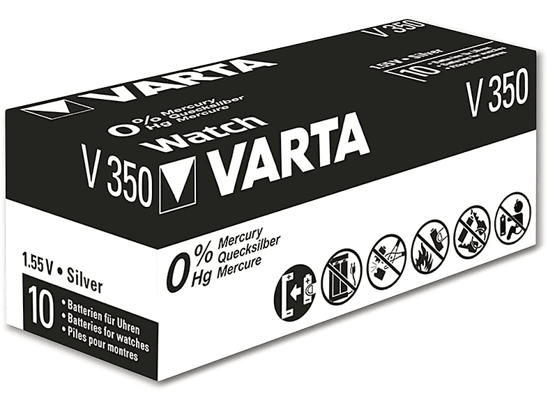 VARTA Knopfzelle Silver Oxide, 350 SR42,  1.55V, 10 Stück Silberoxid Knopfzelle
