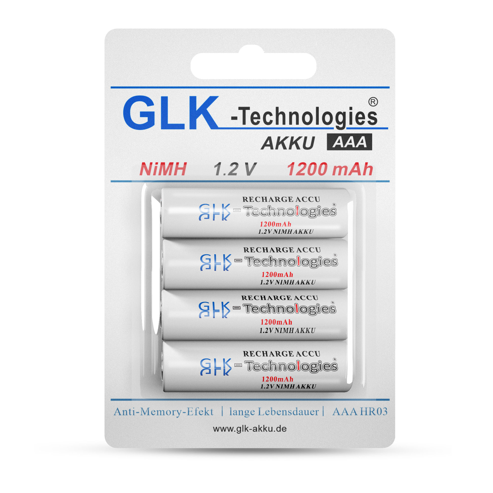 GLK-TECHNOLOGIES AAA HR03 1200mAh Ni-MH, AAA Akku, wiederaufladbar Ni-MH