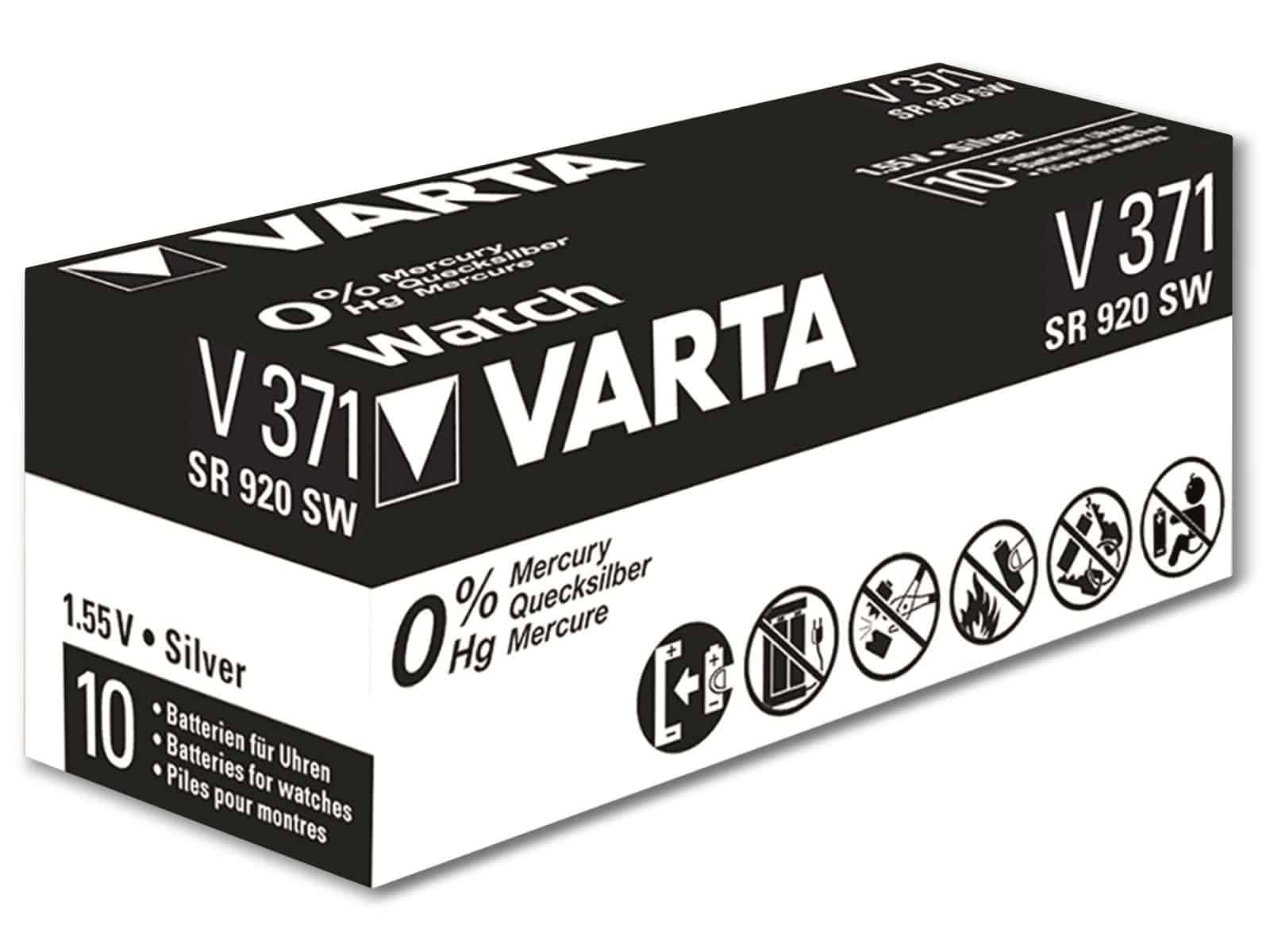 VARTA Knopfzelle Silver Oxide, 10 1.55V, 371 Knopfzelle Silberoxid Stück SR69