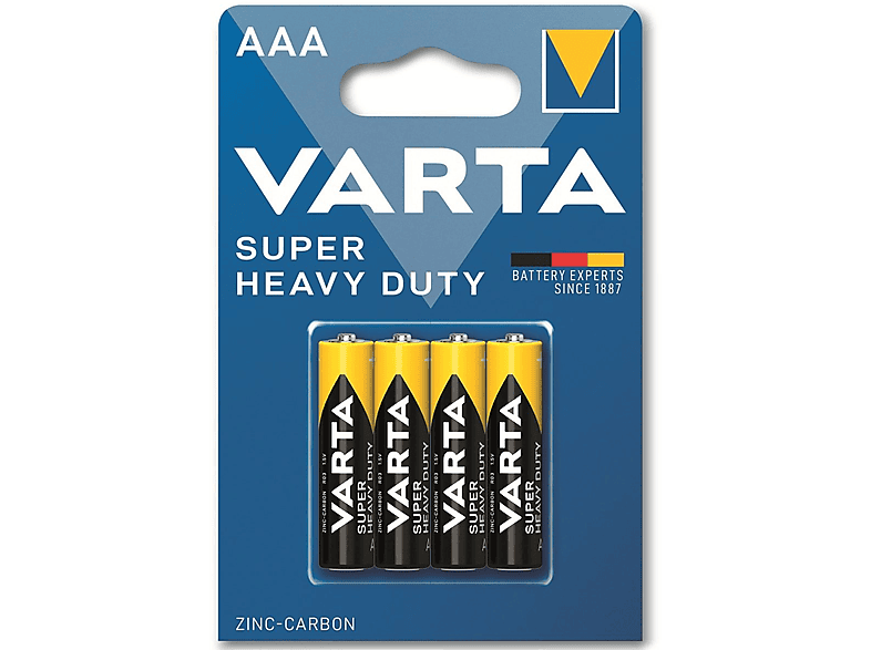 VARTA Batterie Zink-Kohle, Micro, AAA, Superlife, Zink-Kohle 1.5V, Batterie 4 R03, Stück