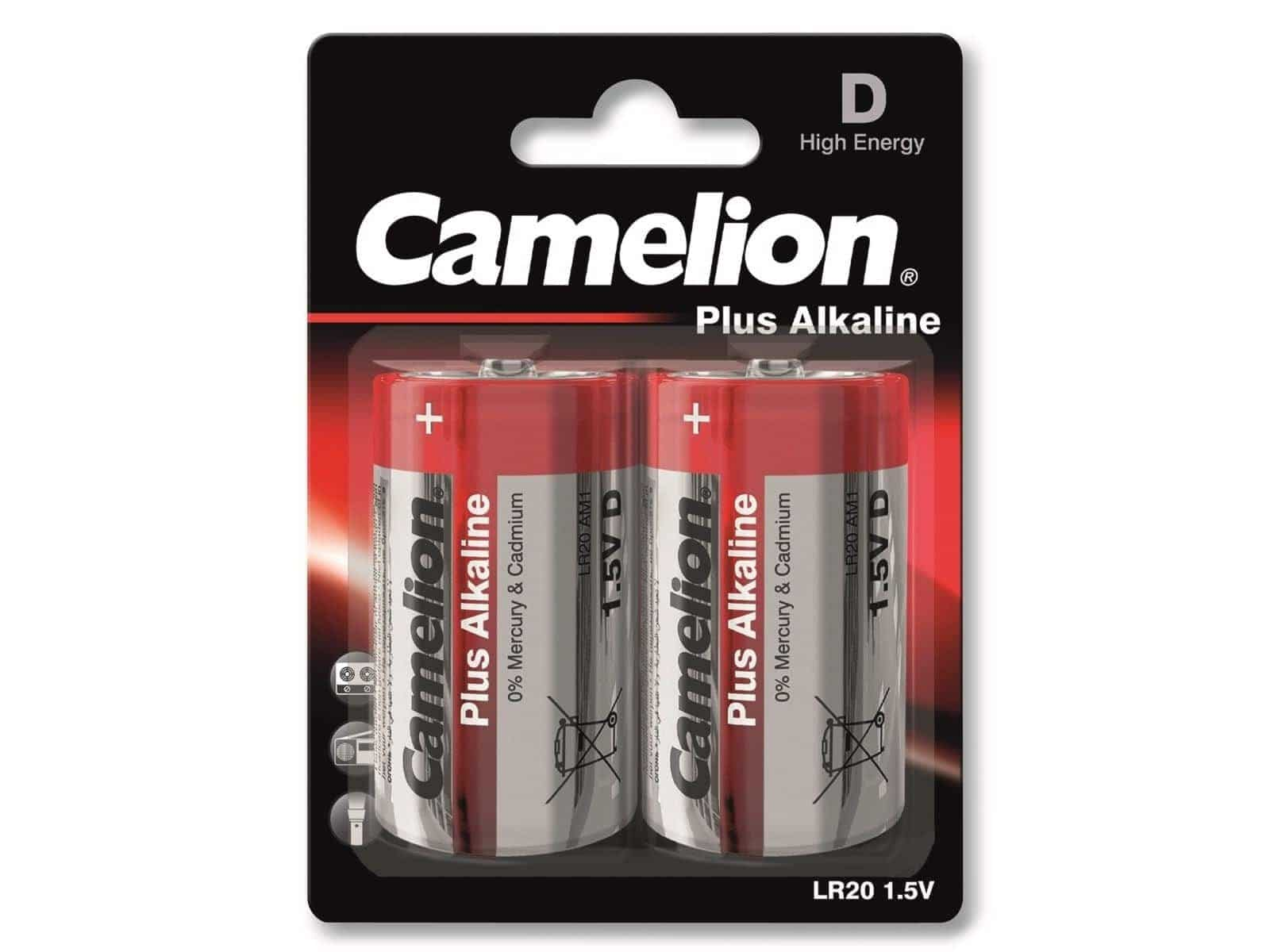 CAMELION Mono-Batterie, Plus-Alkaline, LR20, 2 Alkaline Batterie Stück
