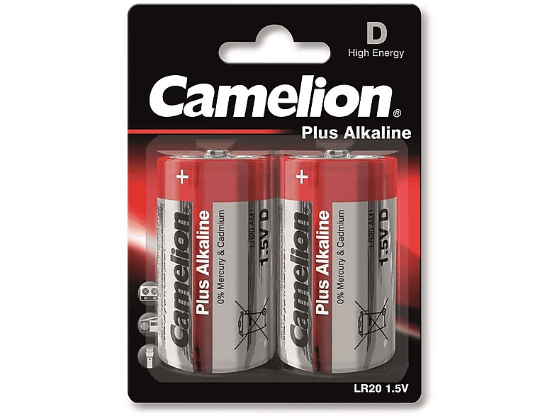 CAMELION Mono-Batterie, Plus-Alkaline, LR20, 2 Stück Alkaline Batterie