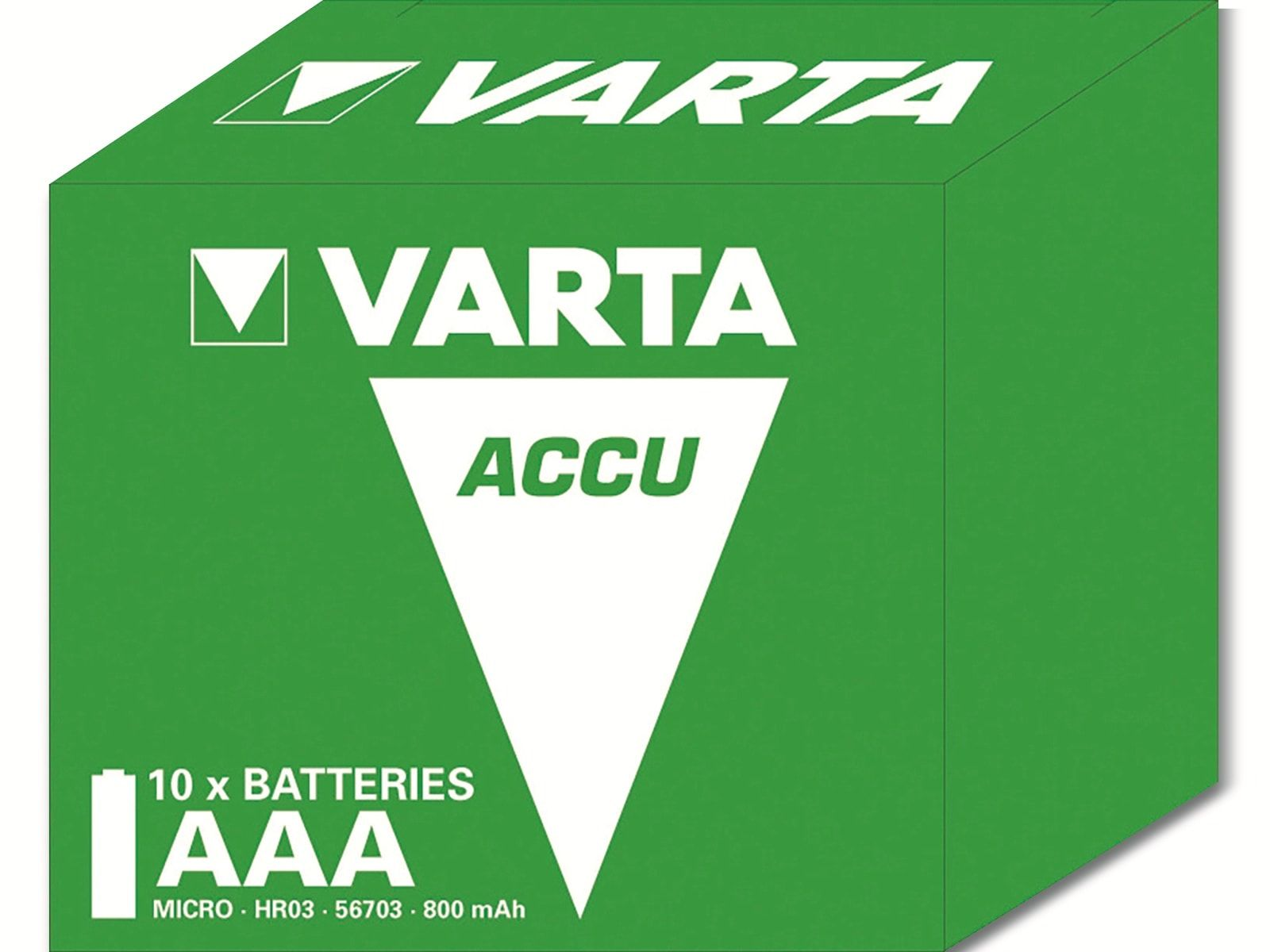 VARTA Akku NiMH, HR03, Power, 1.2V/800mAh, Pre-charged, Nickel-Metallhydrid Micro, 10er AAA, Pack Accu Akkus