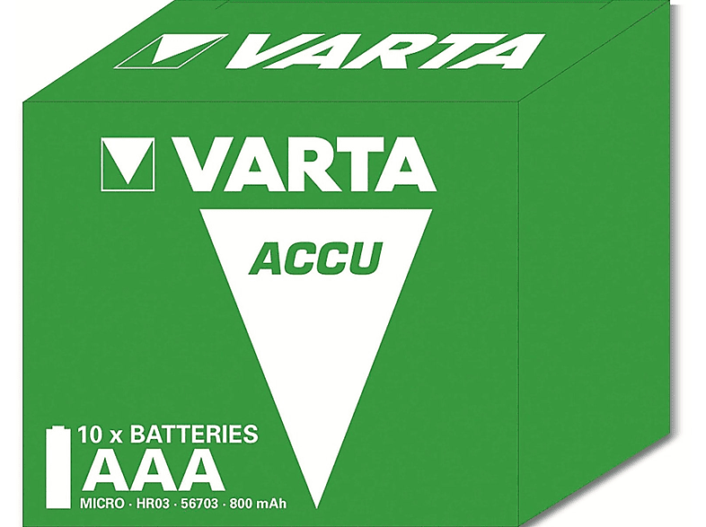 VARTA Akku NiMH, Micro, AAA, HR03, 1.2V/800mAh, Accu Power, Pre-charged, 10er Pack Nickel-Metallhydrid Akkus