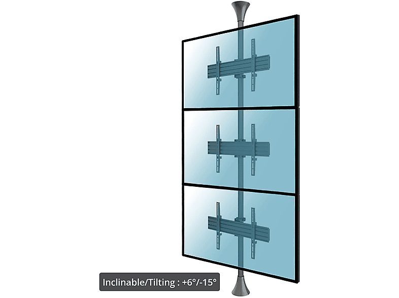 Soporte TV inclinable - KIMEX 032-2003K2 Soporte de suelo-techo inclinable para 3 pantallas 32"-75" - Vesa 600x400 max