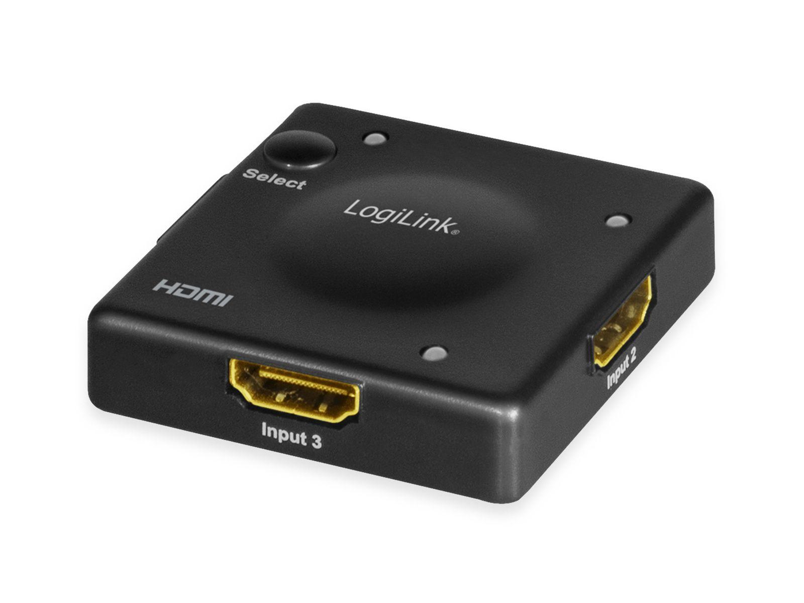 LOGILINK HDMI-Switch 11,7 HD0041, 3x1-Port, HDMI-Switch Hz, 1080p/60 cm Mini