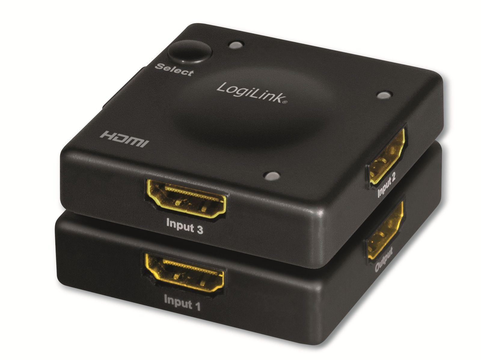LOGILINK HDMI-Switch 11,7 HD0041, 3x1-Port, HDMI-Switch Hz, 1080p/60 cm Mini