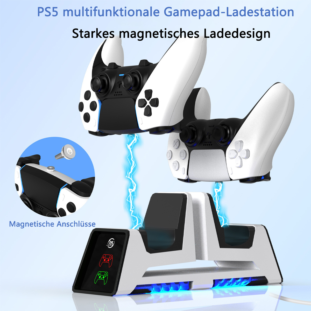 RESPIEL PS5 multifunktionale Gamepad-Ladestation,für PS Controller VR2 Ladestation, grau Controller-Ladestation