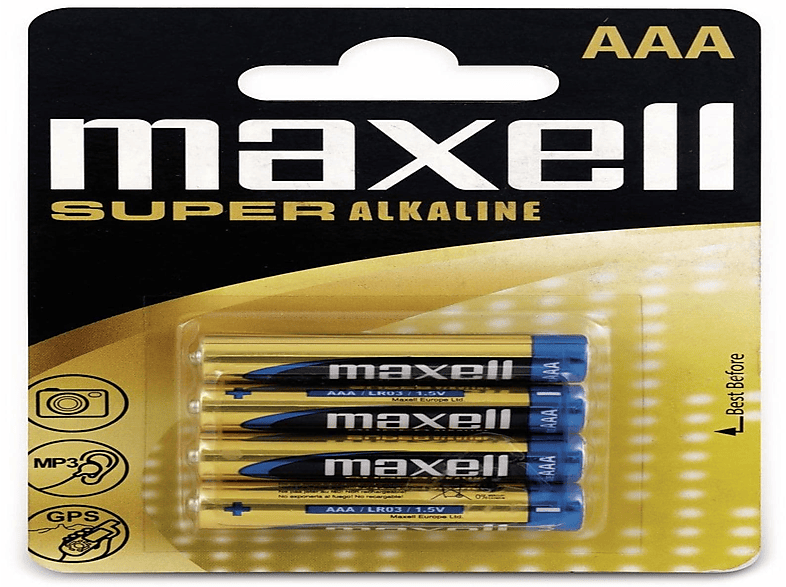 AAA, MAXELL Batterien Micro-Batterie Stück Alkaline, LR03, Alkaline Super 4