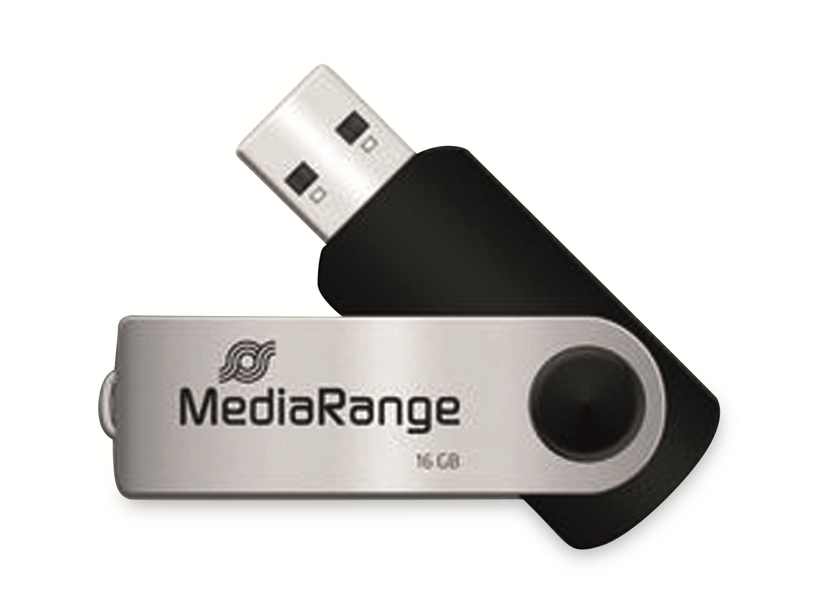 MEDIARANGE USB-Stick MR910, USB 2.0, (schwarz/silber, 16 USB-Stick 16 GB) GB