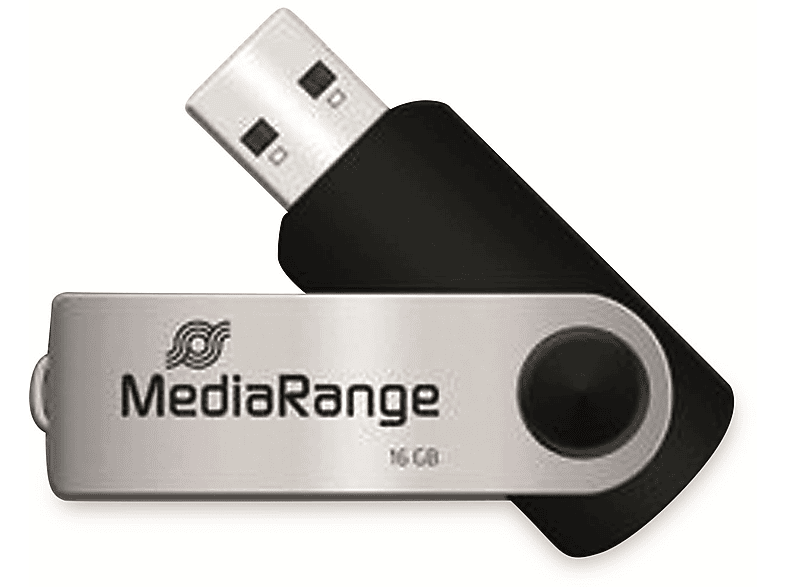MEDIARANGE USB-Stick MR910, USB 2.0, USB-Stick 16 GB GB) (schwarz/silber, 16