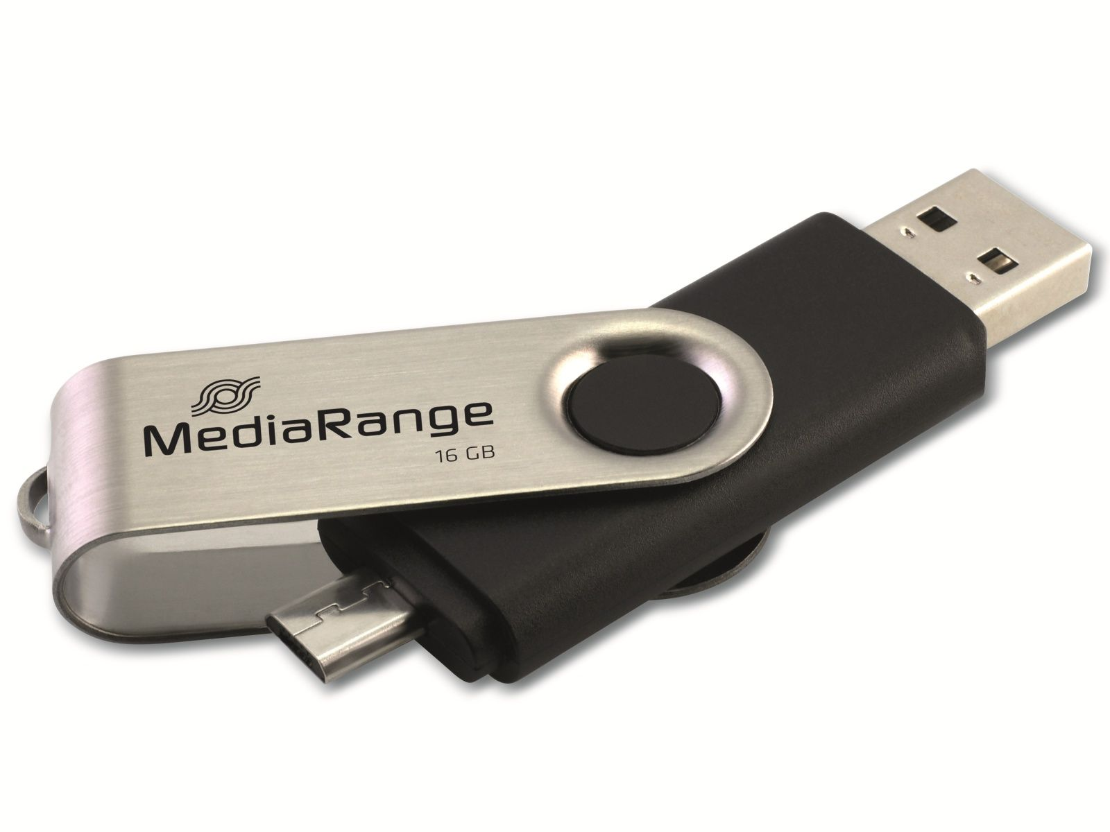 MEDIARANGE USB-Stick MR931-2, USB 2.0 Micro, GB GB) und (schwarz/silber, USB-Stick und 16 16