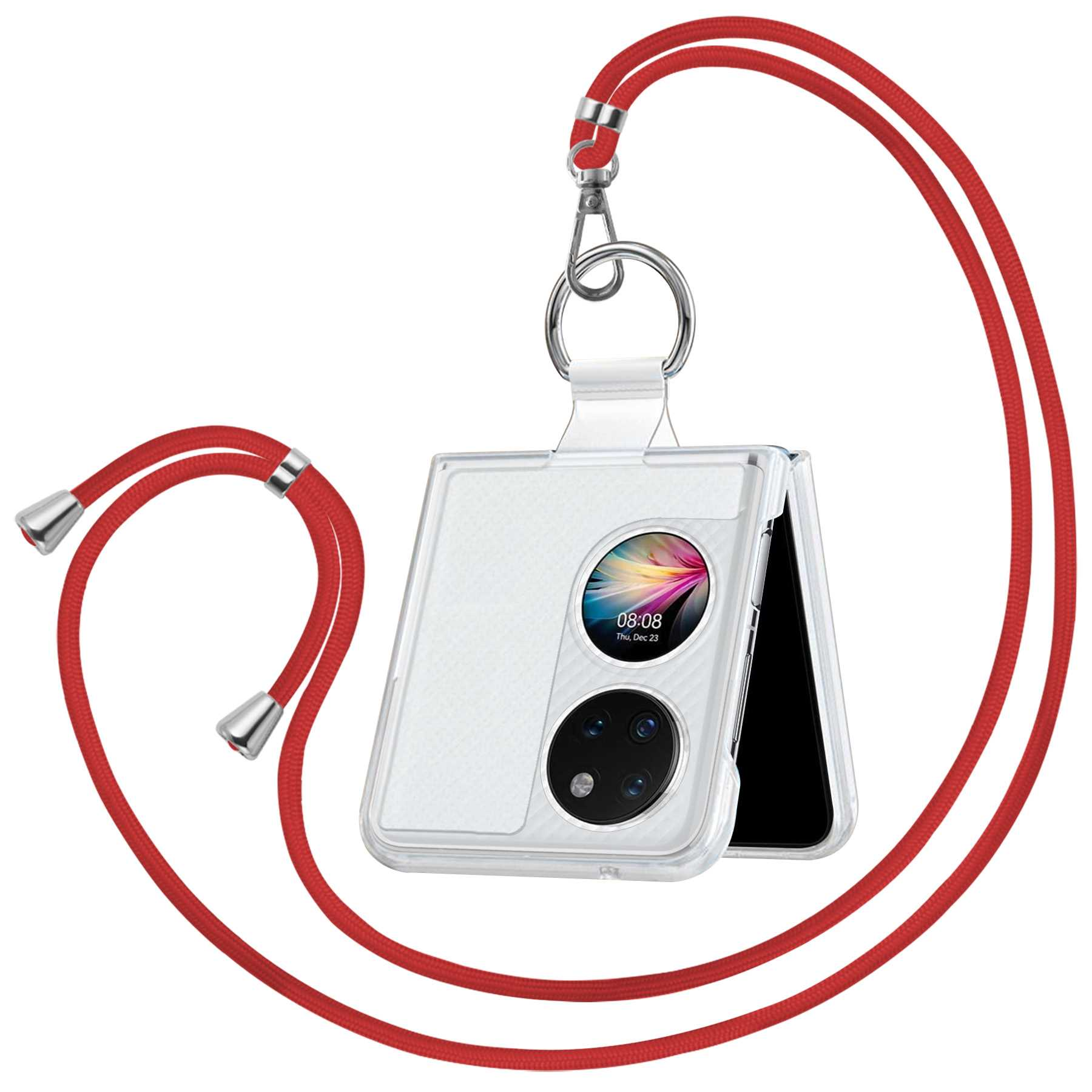MTB MORE mit Umhänge-Hülle Kordel, Pocket, ENERGY Rot Huawei, P50 Backcover