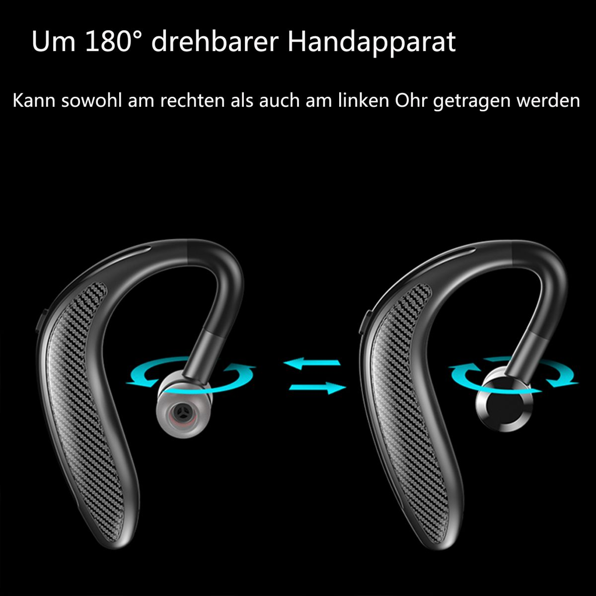 Bluetooth-Kopfhörer, DIIDA schwarz On-ear Kopfhörer,Bluetooth,Schwarz Kopfhörer Bluetooth In-Ear-Kopfhörer,Einseitige