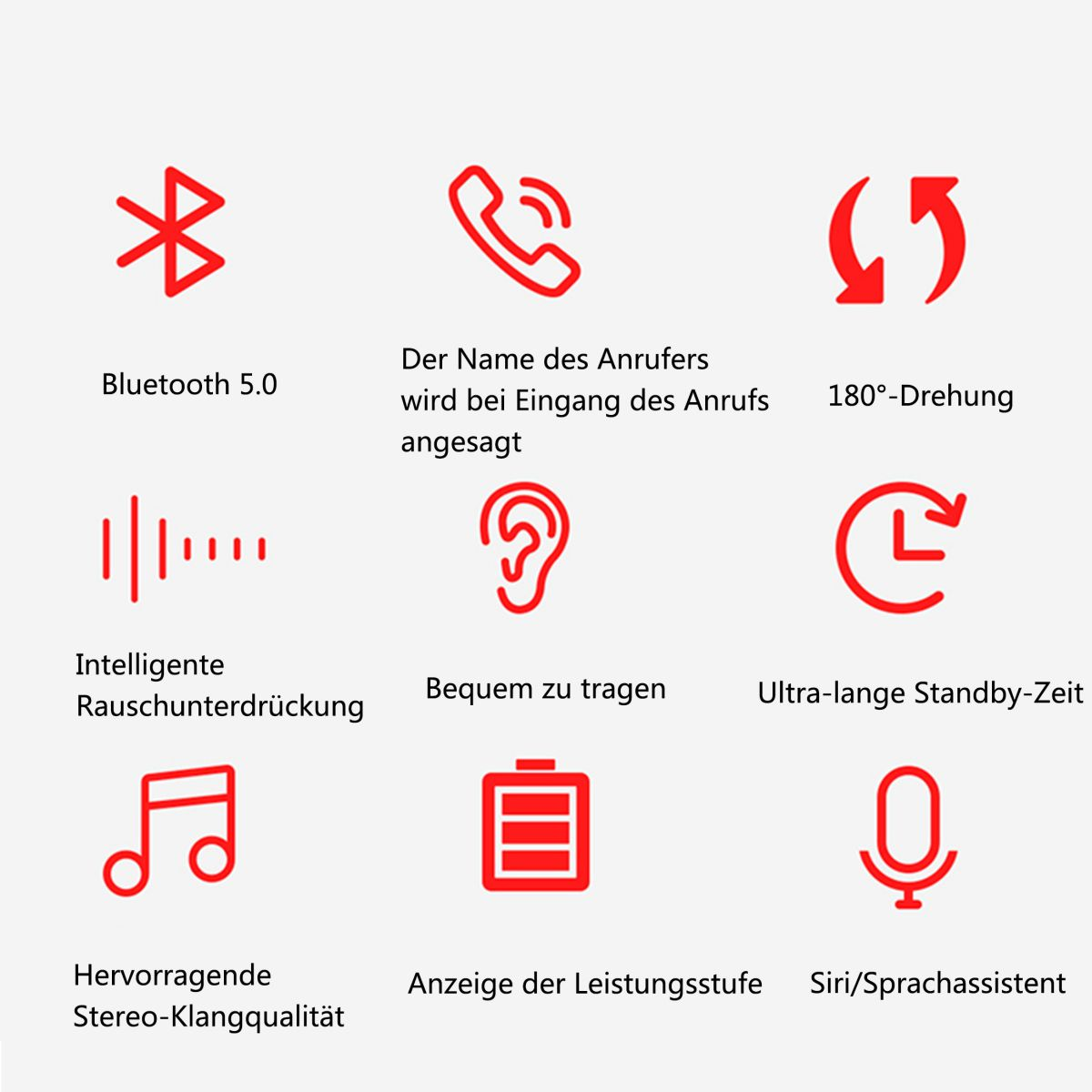 DIIDA In-Ear-Kopfhörer,Einseitige Bluetooth schwarz Kopfhörer Kopfhörer,Bluetooth,Schwarz Bluetooth-Kopfhörer, On-ear