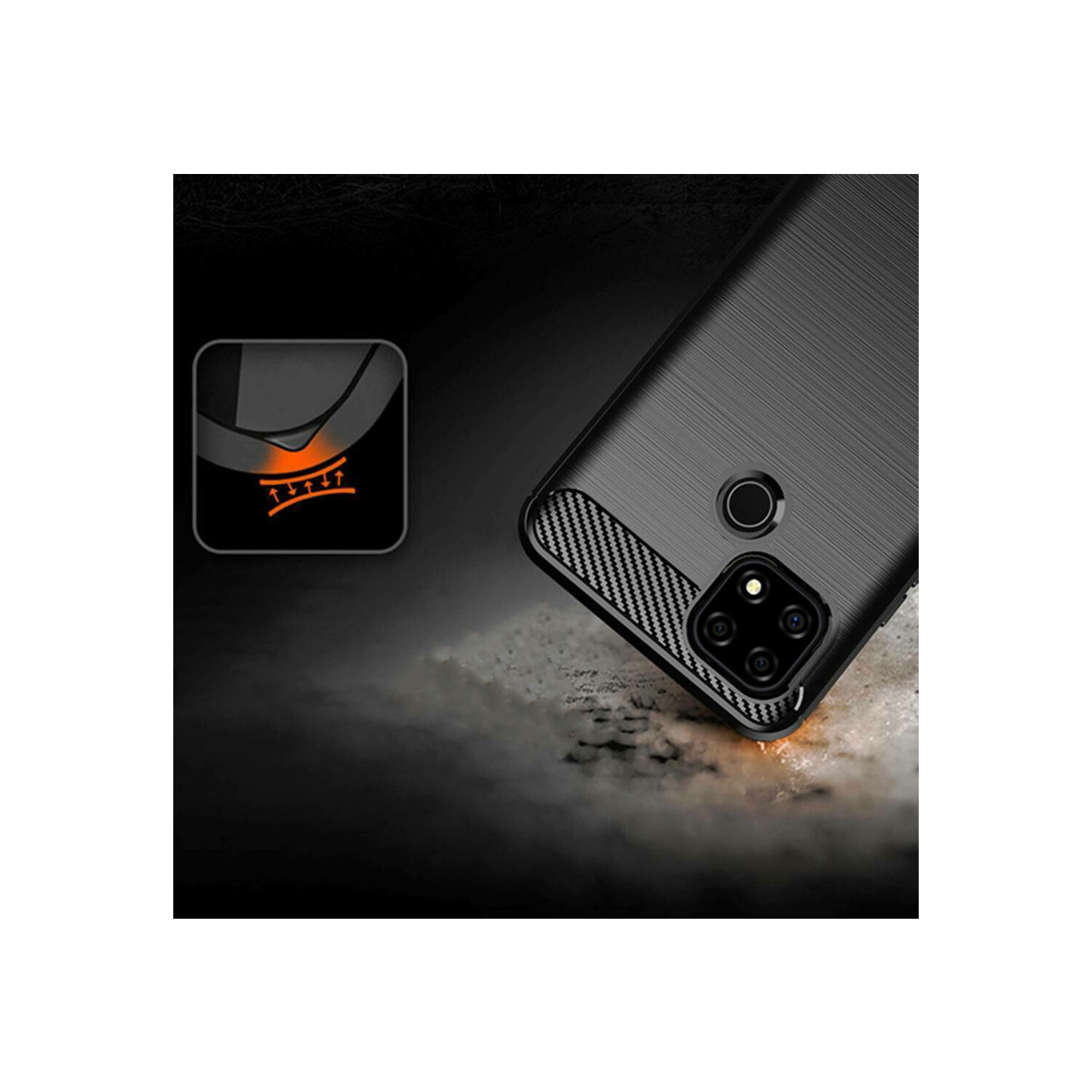 COFI Carbon Case Flexible Realme Realme, 9i schwarz, 9i, mit kompatibel Schwarz Backcover, Cover
