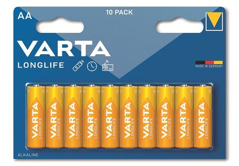 VARTA Batterie AA, Alkaline, Alkaline Longlife, Batterie MediaMarkt 10 Mignon, 1.5V, LR06, | Stück