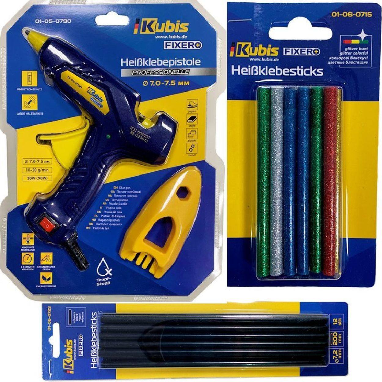 INBUSCO / KUBIS 2x-gelb,blau,gruen,rot,braun Multifunktionswerkzeug, KlebepistoleSET KB01-05-0790 -V2-Set