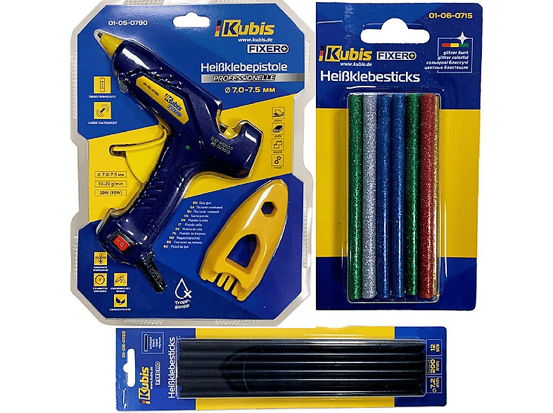 Multifunktionswerkzeug, INBUSCO -V2-Set 2x-gelb,blau,gruen,rot,braun KlebepistoleSET / KUBIS KB01-05-0790