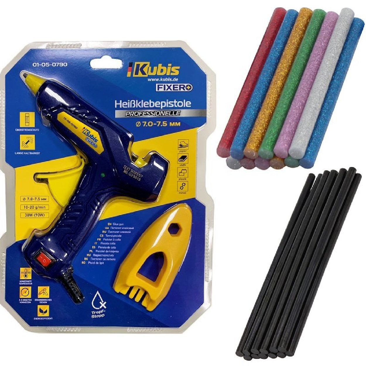 INBUSCO / KUBIS 2x-gelb,blau,gruen,rot,braun Multifunktionswerkzeug, KlebepistoleSET KB01-05-0790 -V2-Set
