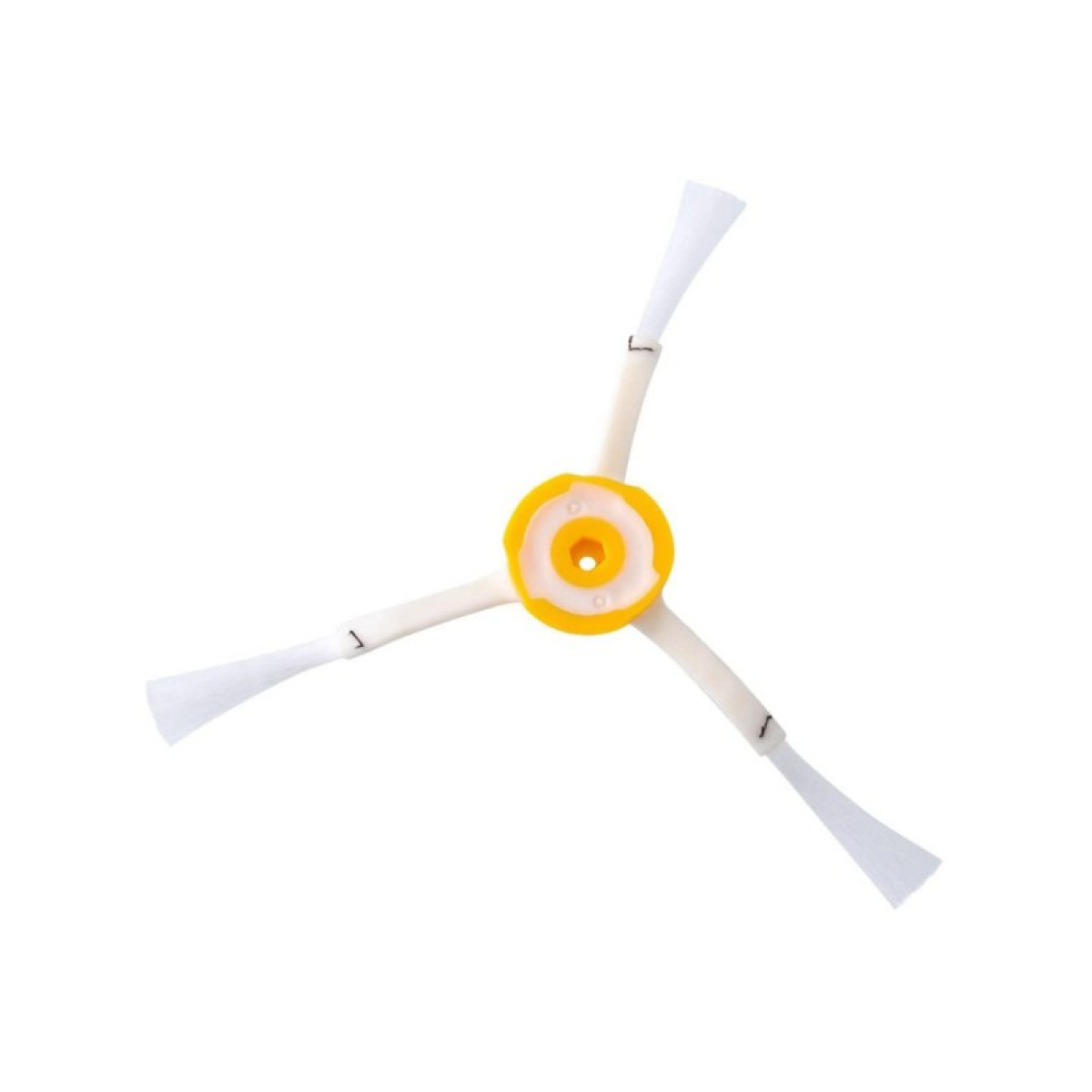 Biała, żółta i szara głowica szczotki do odkurzacza.