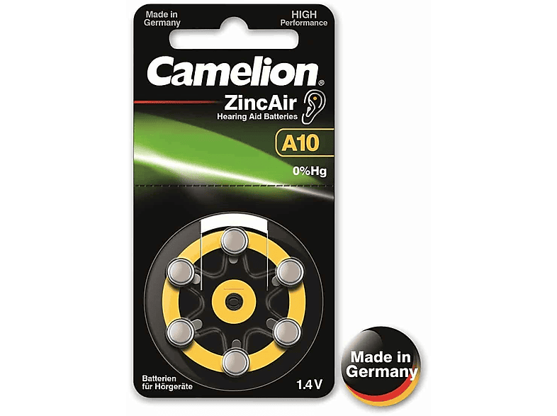 CAMELION CAMELION Knopfzelle A10 6 Stück Zink Luft Knopfzellen