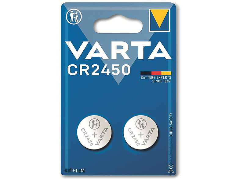 VARTA Knopfzelle Lithium, CR2450, 3V 2 Stück Lithium-Ionen Knopfzelle