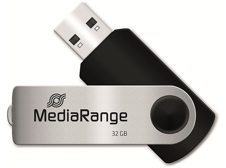 MEDIARANGE USB-Stick MR911-2, USB 2.0, 32 GB, 2er Pack USB-Stick (schwarz/silber, 32 GB)