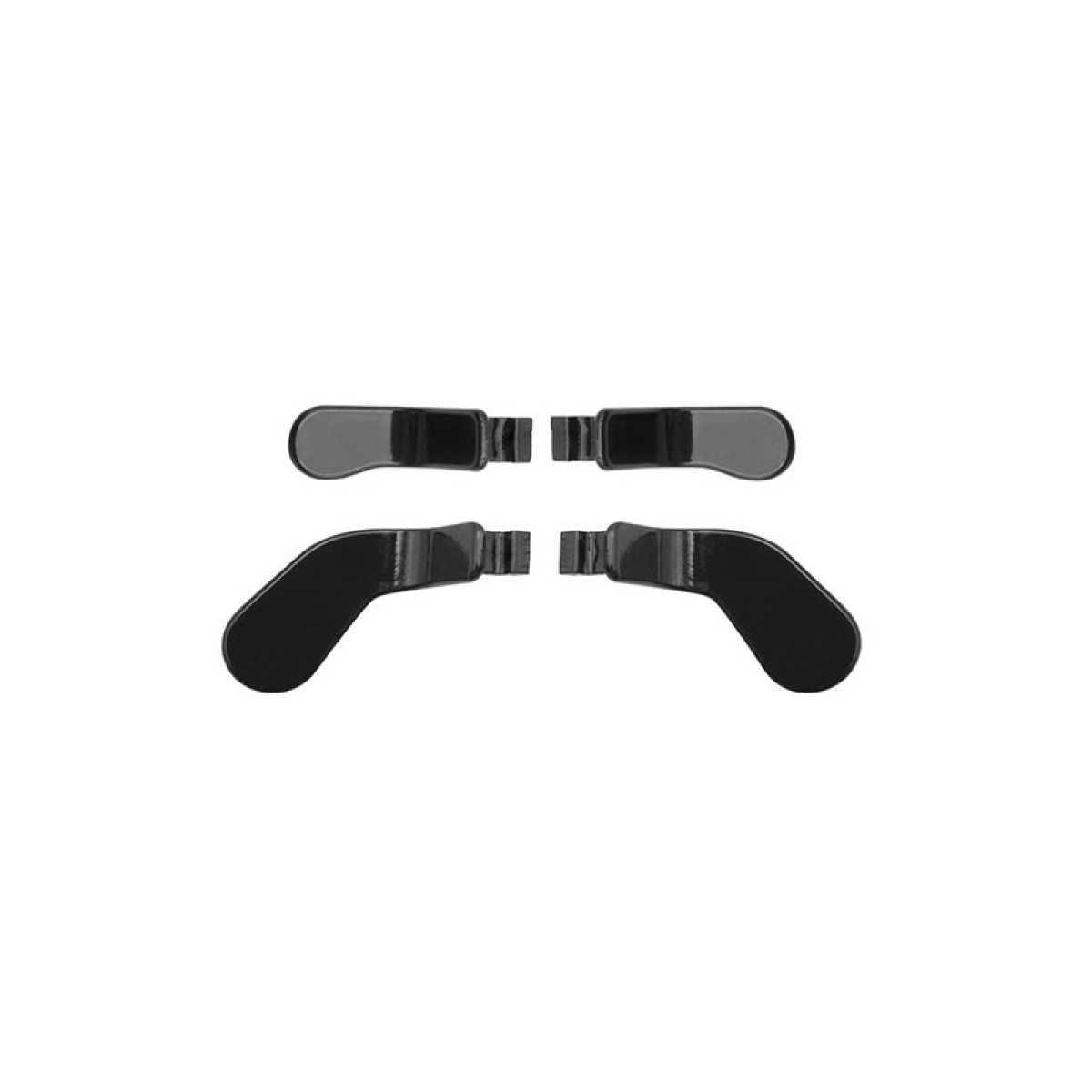 Schwarze Paddle-Aufsätze für Gaming-Controller. Vier Teile, zwei für jede Seite des Controllers.