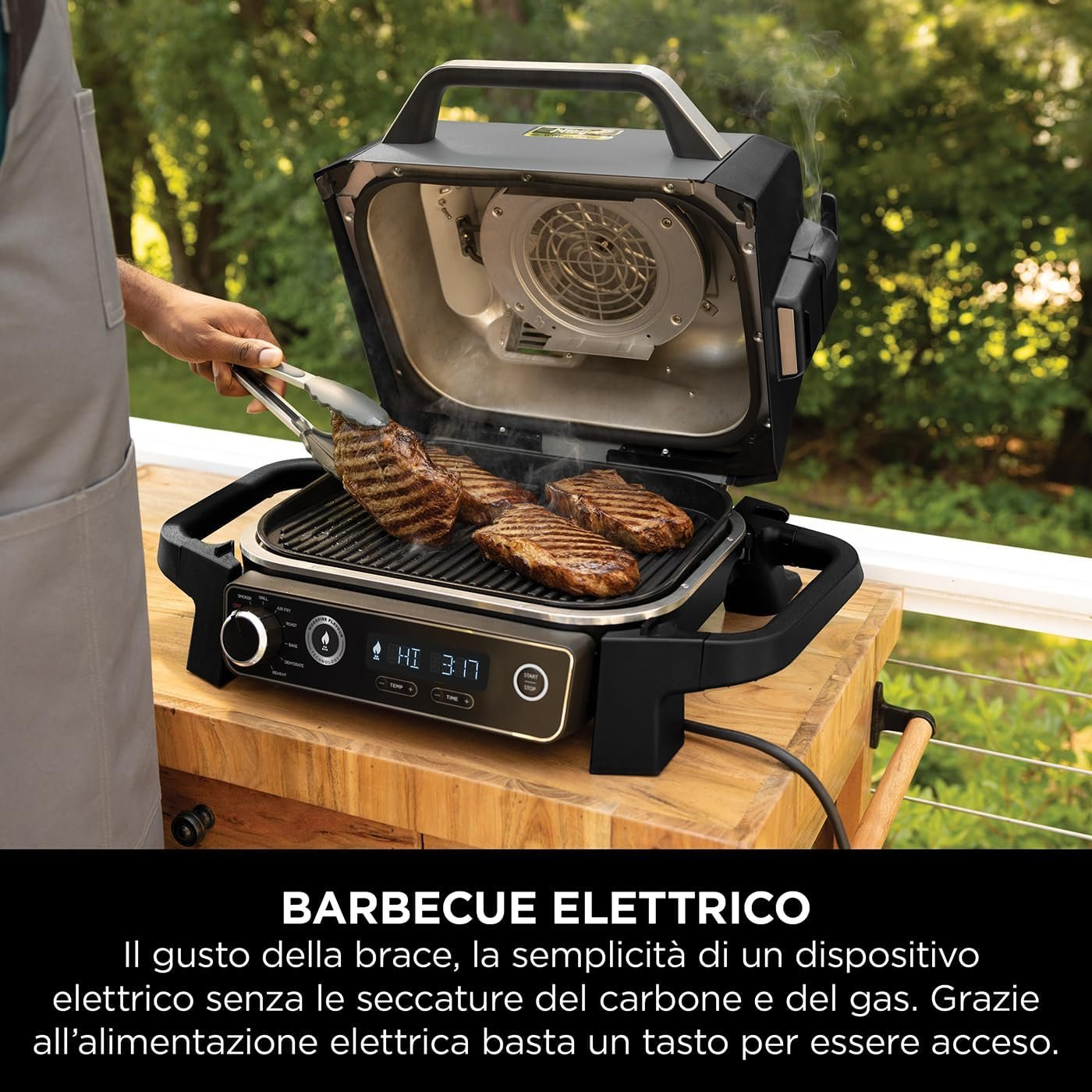 WOODFIRE OG701EU OUTDOOR Elektrogriill, ELEKTRISCHER GRILL Schwarz NINJA