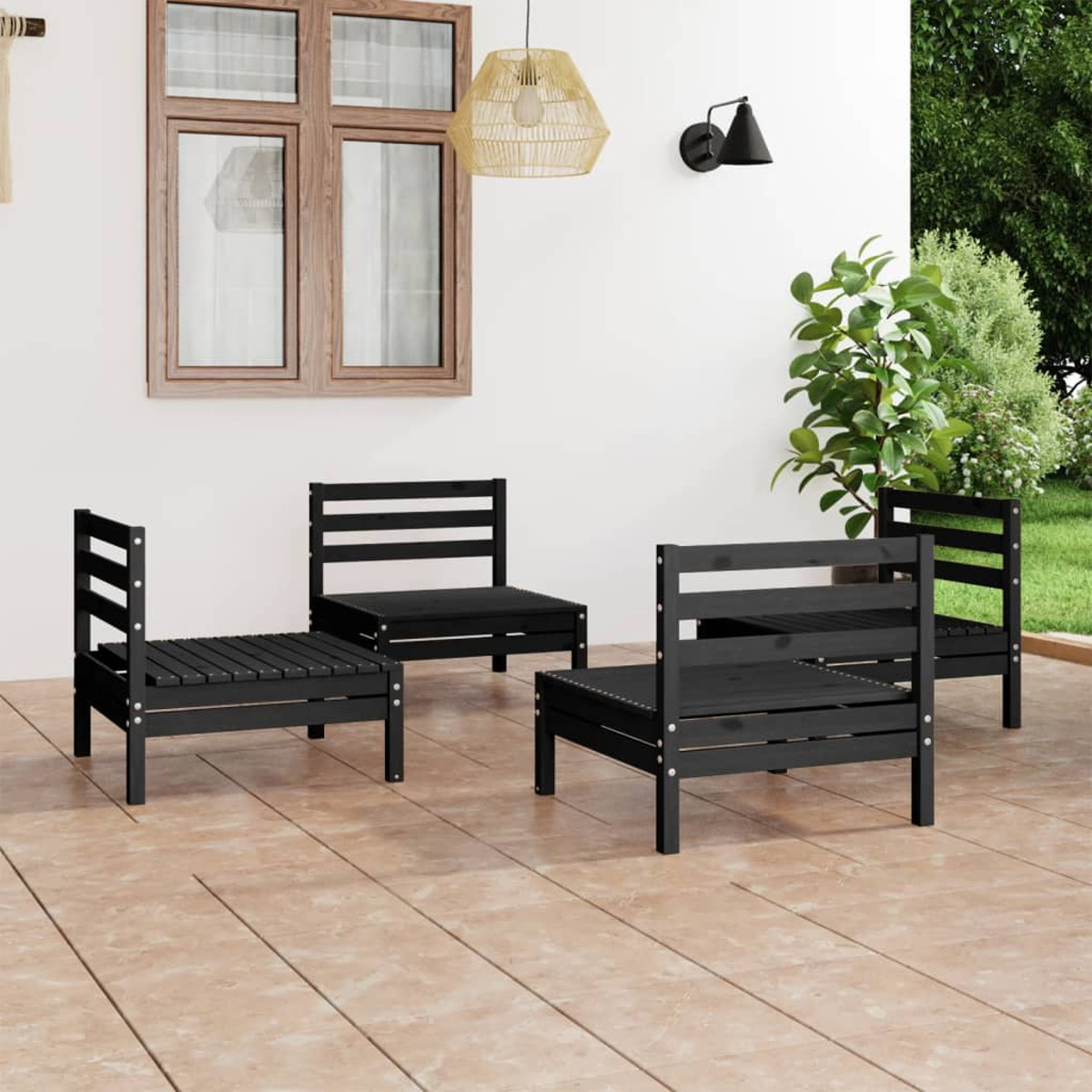 Schwarz Gartensofa, 3082406 VIDAXL