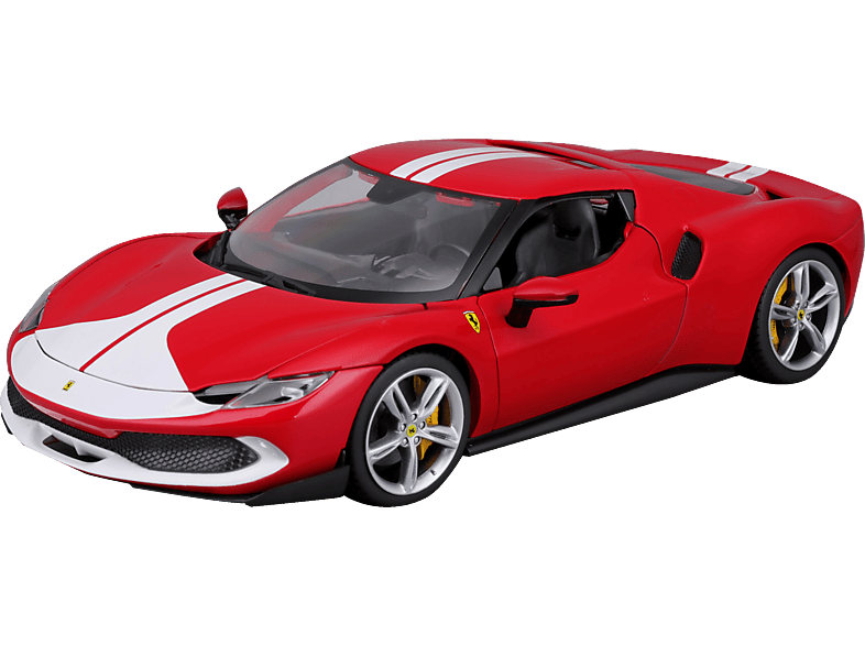 Spielzeugauto Maßstab (rot/weiß, Assetto Ferrari BBURAGO 296GTB Fiorano 1:18)