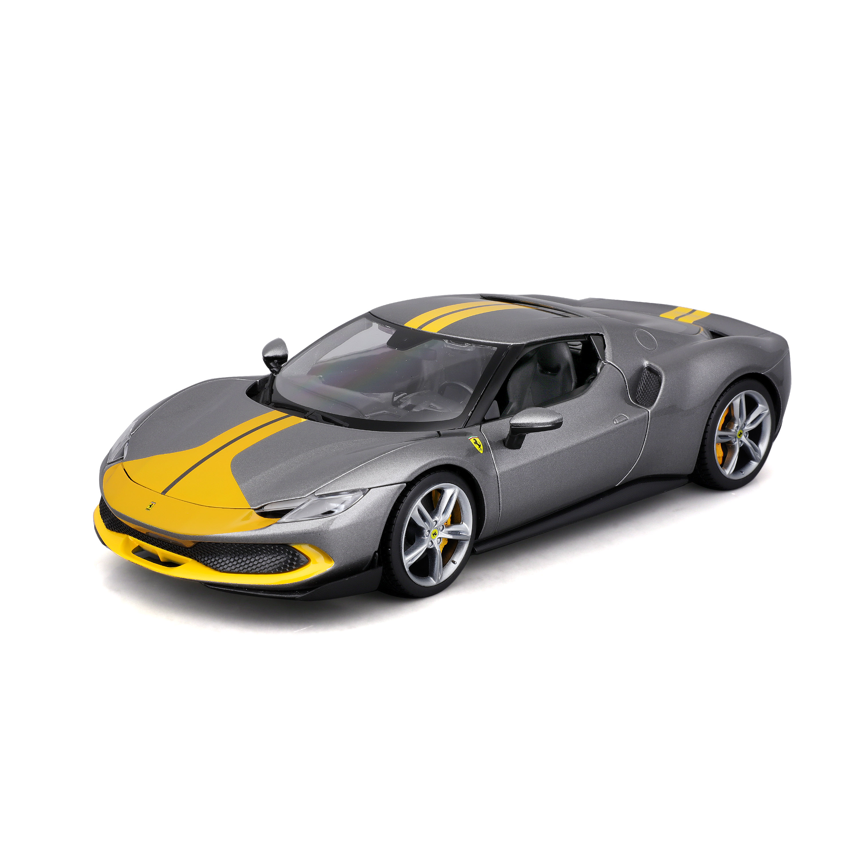 296GTB 1:18) (grau/gelb, Maßstab BBURAGO Ferrari Assetto Spielzeugauto Fiorano