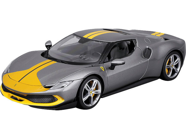 BBURAGO Ferrari 296GTB Assetto Fiorano (grau/gelb, Maßstab 1:18) Spielzeugauto