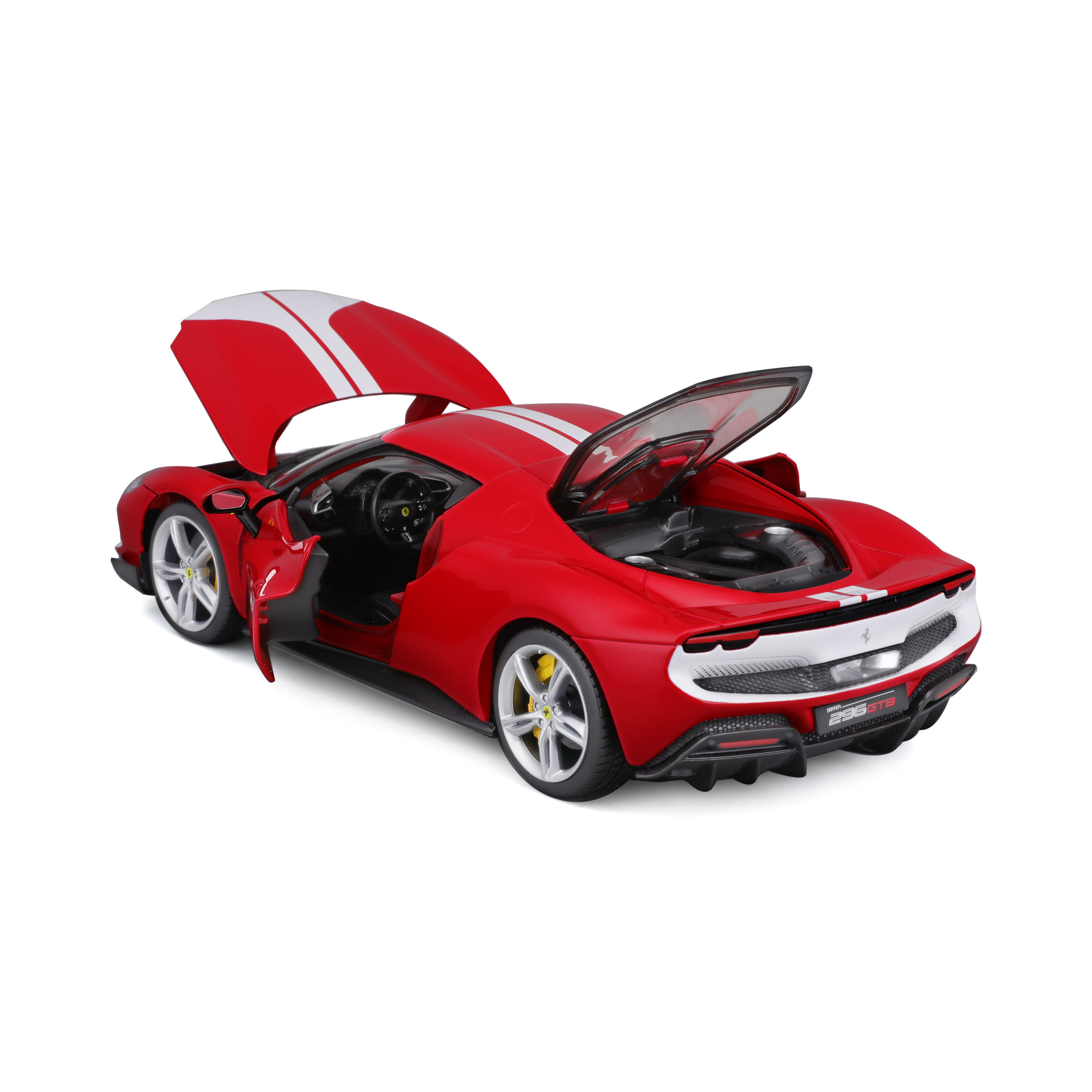 Spielzeugauto Maßstab (rot/weiß, Assetto Ferrari BBURAGO 296GTB Fiorano 1:18)
