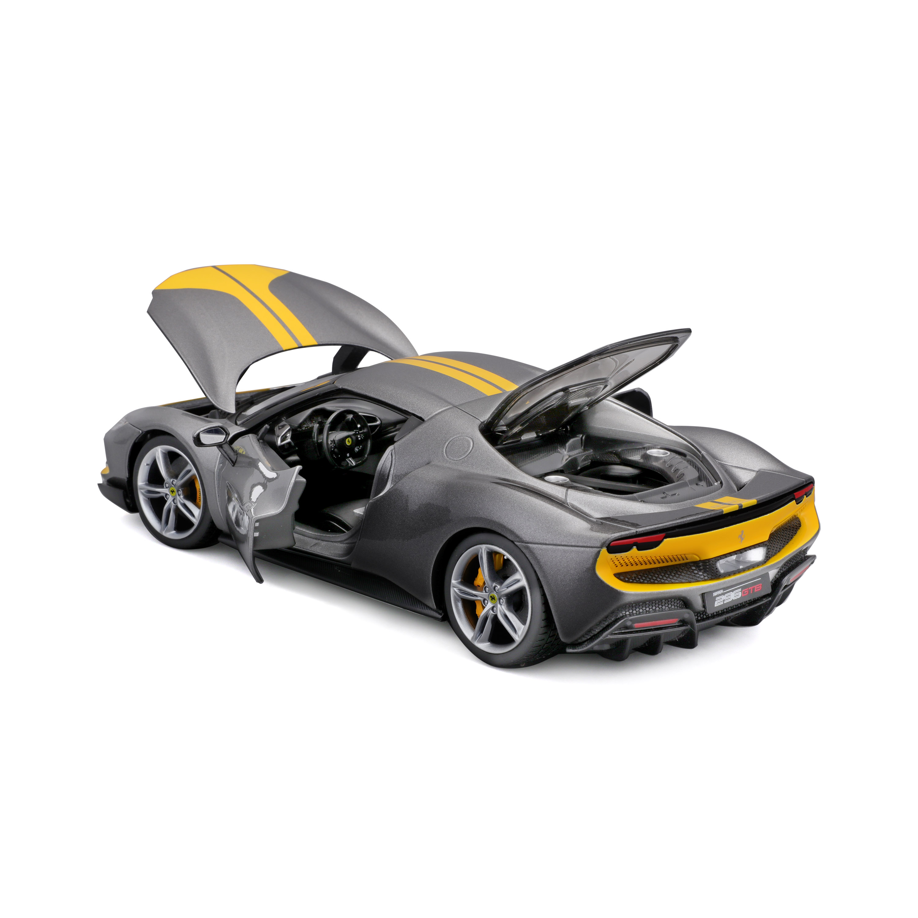 1:18) Maßstab BBURAGO Fiorano Assetto (grau/gelb, 296GTB Ferrari Spielzeugauto
